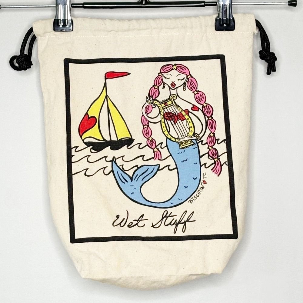 Brighton Wet Stuff Mermaid Canvas Drawstring Pouch Bagβ Nautical Beach